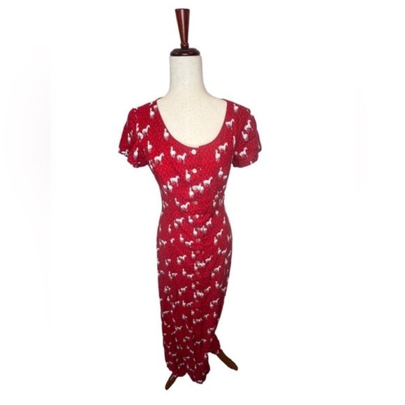 Vintage Dresses & Skirts - Roughrider by‎ Circle T Vintage Deadstock Red Horse Maxi Dress